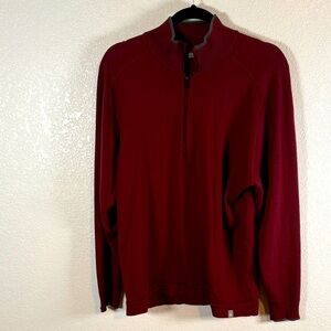 Smartwool Red Gray Trim Merino Wool 1/2 Zip Pull Over Sweater Size Large
